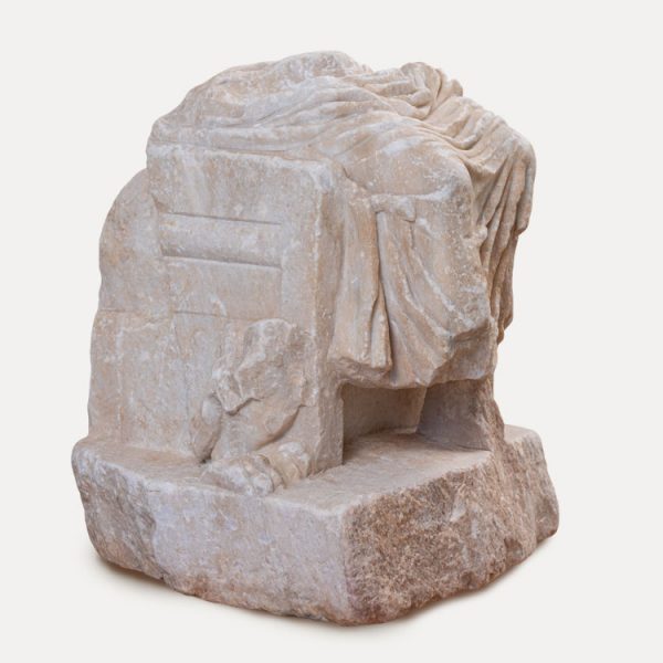 Marble statue of Sarapis or Serapis, with Kerveros sitting next to him. Same.